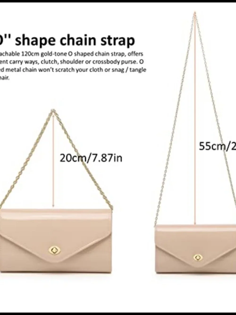 Patent Leather Envelope Clutch Detachable Chain Crossbody Evening Bag